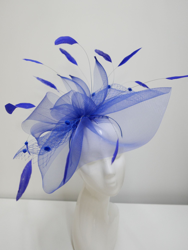 Royal blue fascynator z piórami | Zuwika Design