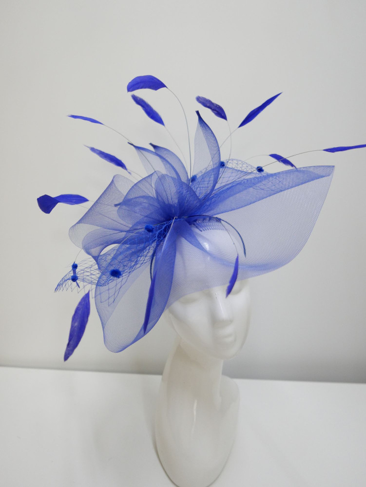 Royal blue fascynator z piórami | Zuwika Design