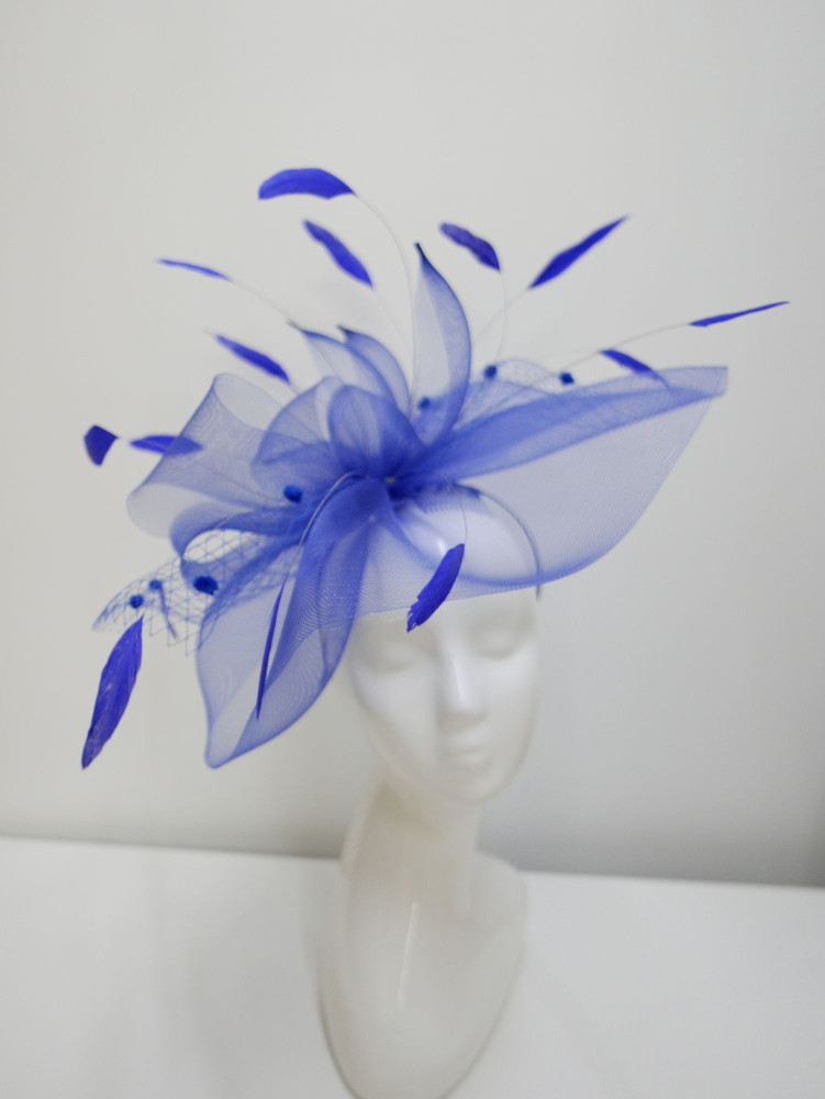 Royal blue fascynator z piórami | Zuwika Design