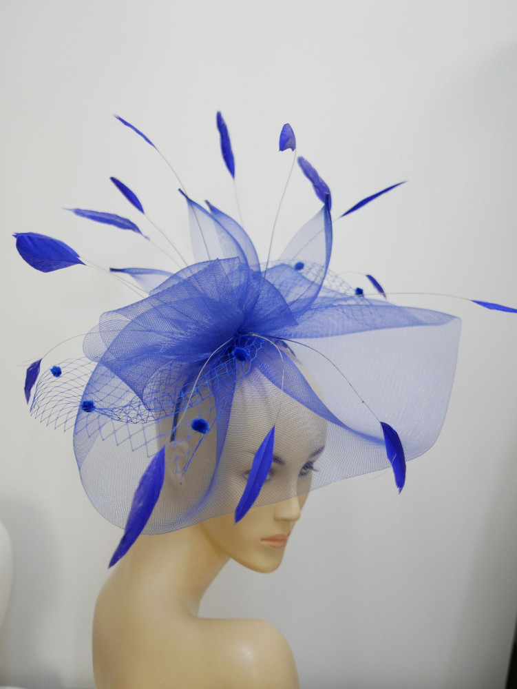 Royal blue fascynator z piórami | Zuwika Design
