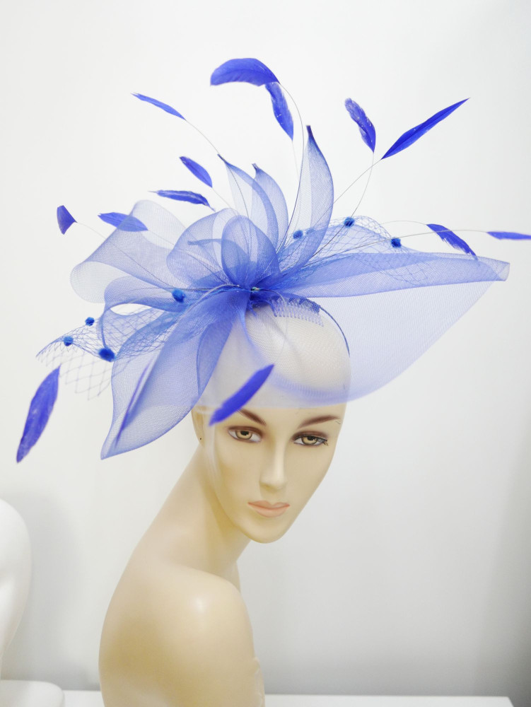 Royal blue fascynator z piórami | Zuwika Design
