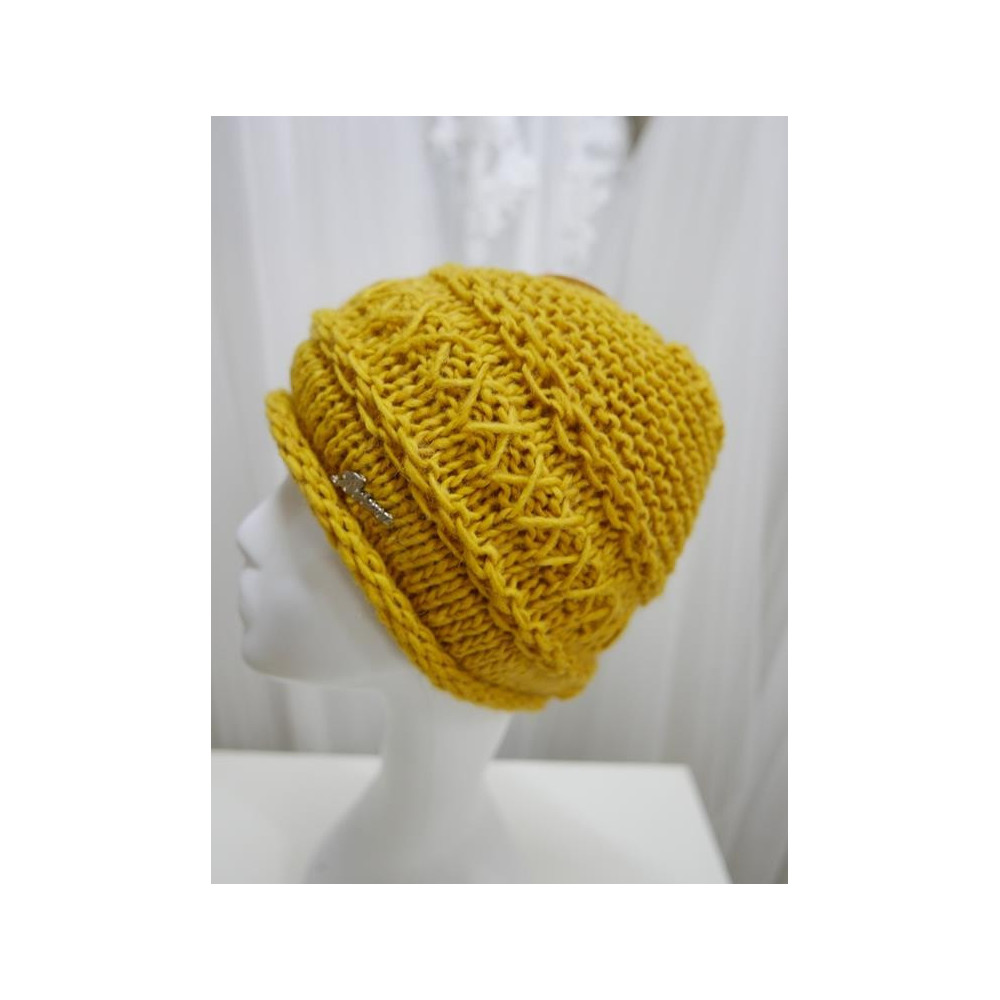 Miodowa czapka wełna i akryl