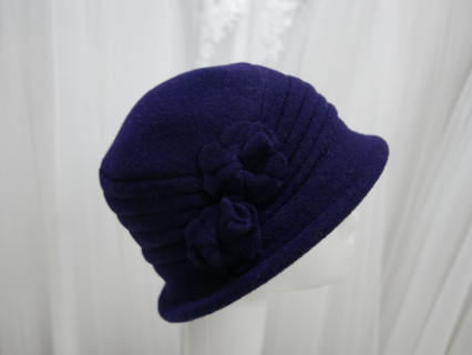 Granatowy kapelusz dzianina wełniana 55-58 cm