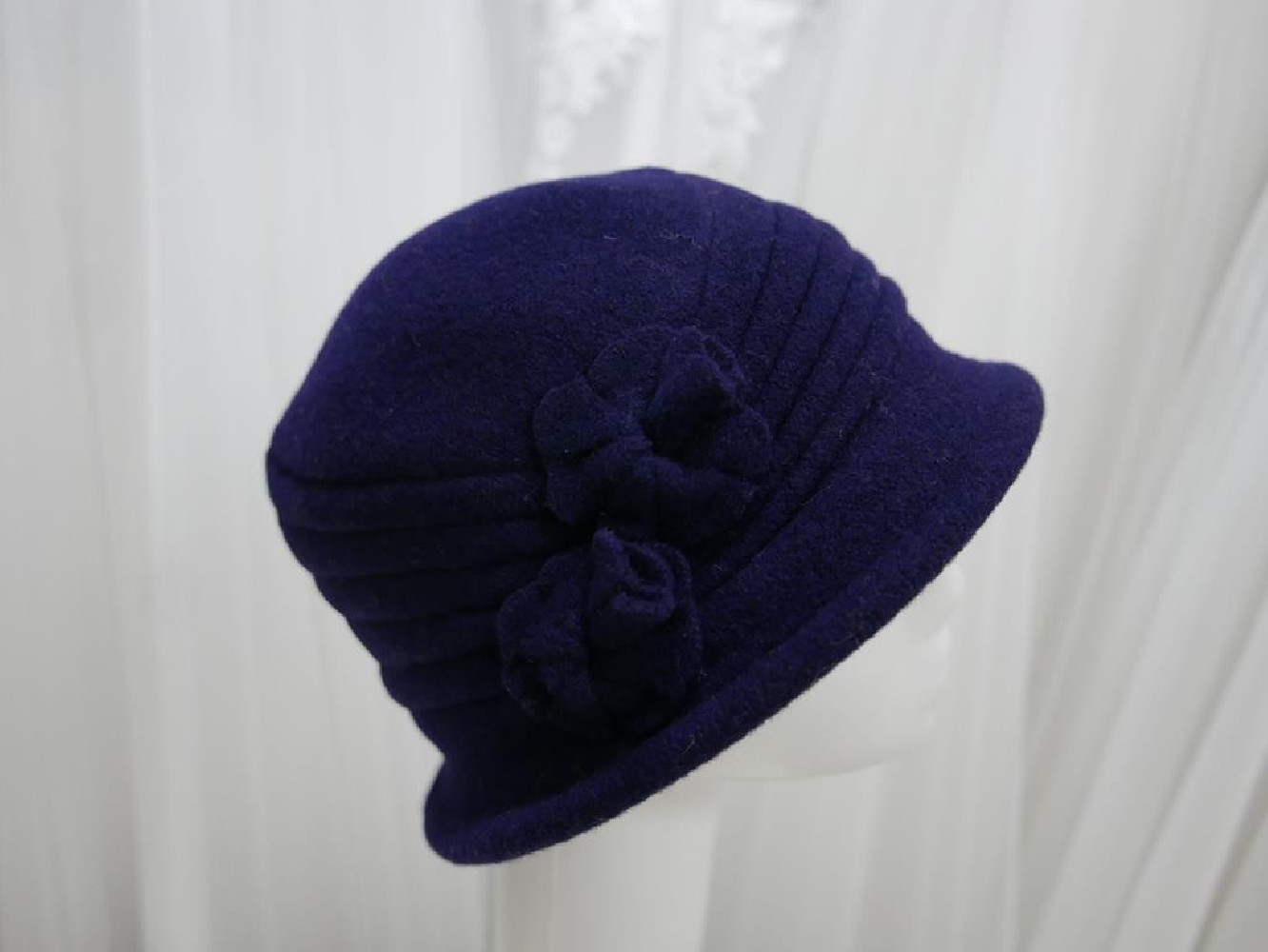 Granatowy kapelusz dzianina wełniana 55-58 cm
