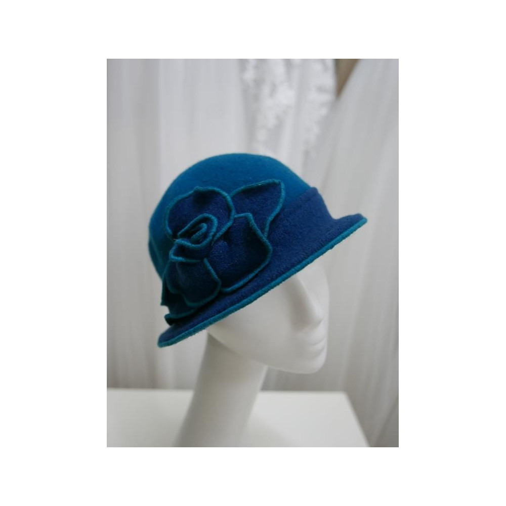 Turkusowy kapelusz dzianina wełniana 54-56 cm