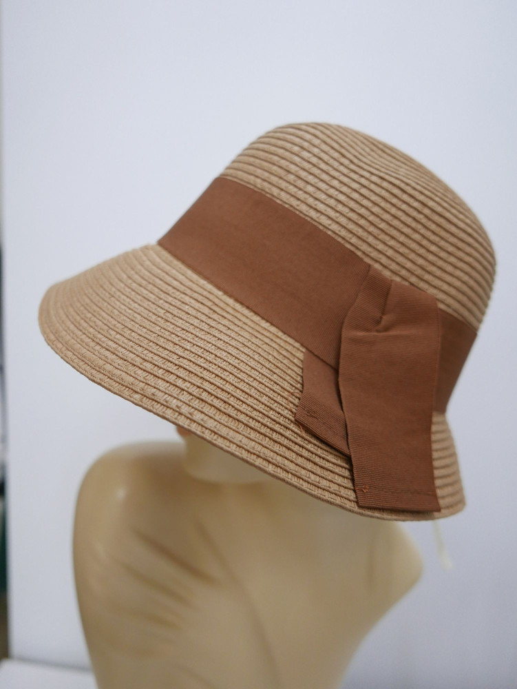 Ciemny beż letni kapelusz retro- klosz do 57 cm