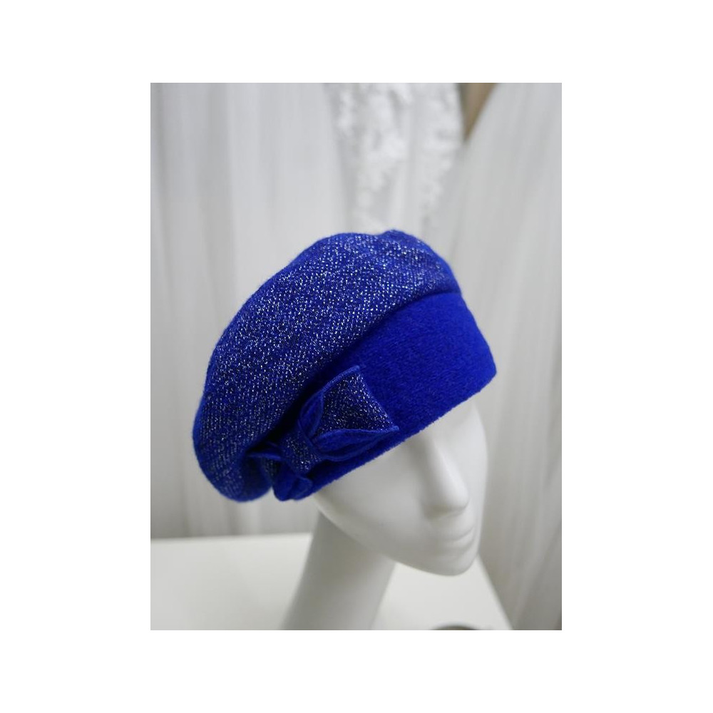 Szafirowy błysk beret na pasku do 58 cm regulowany