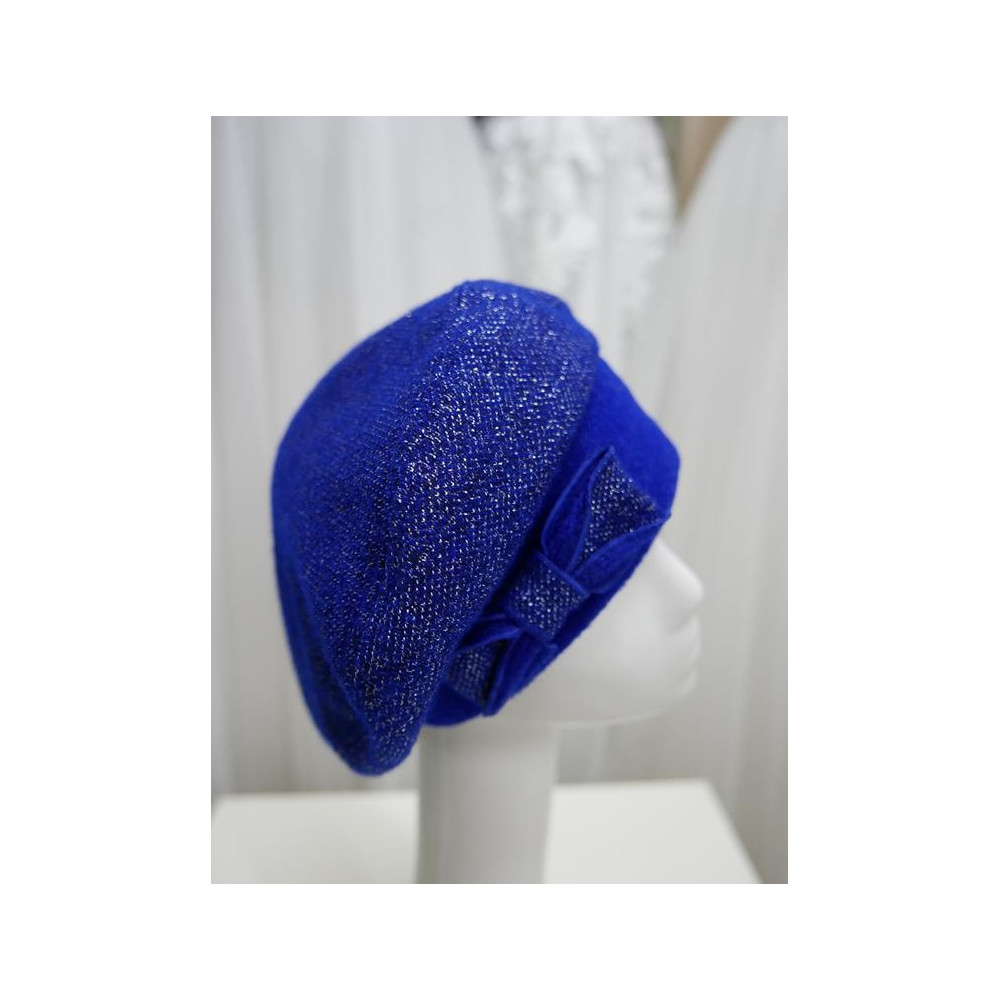 Szafirowy błysk beret na pasku do 58 cm regulowany