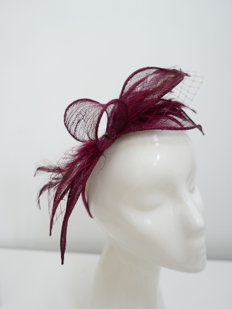 Bordo fascynator z  sinamay | Zuwika Design