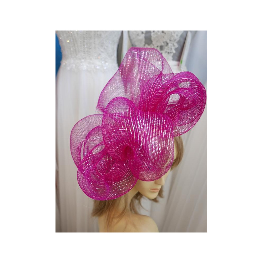 Fuksja srebro efektowny fascynator