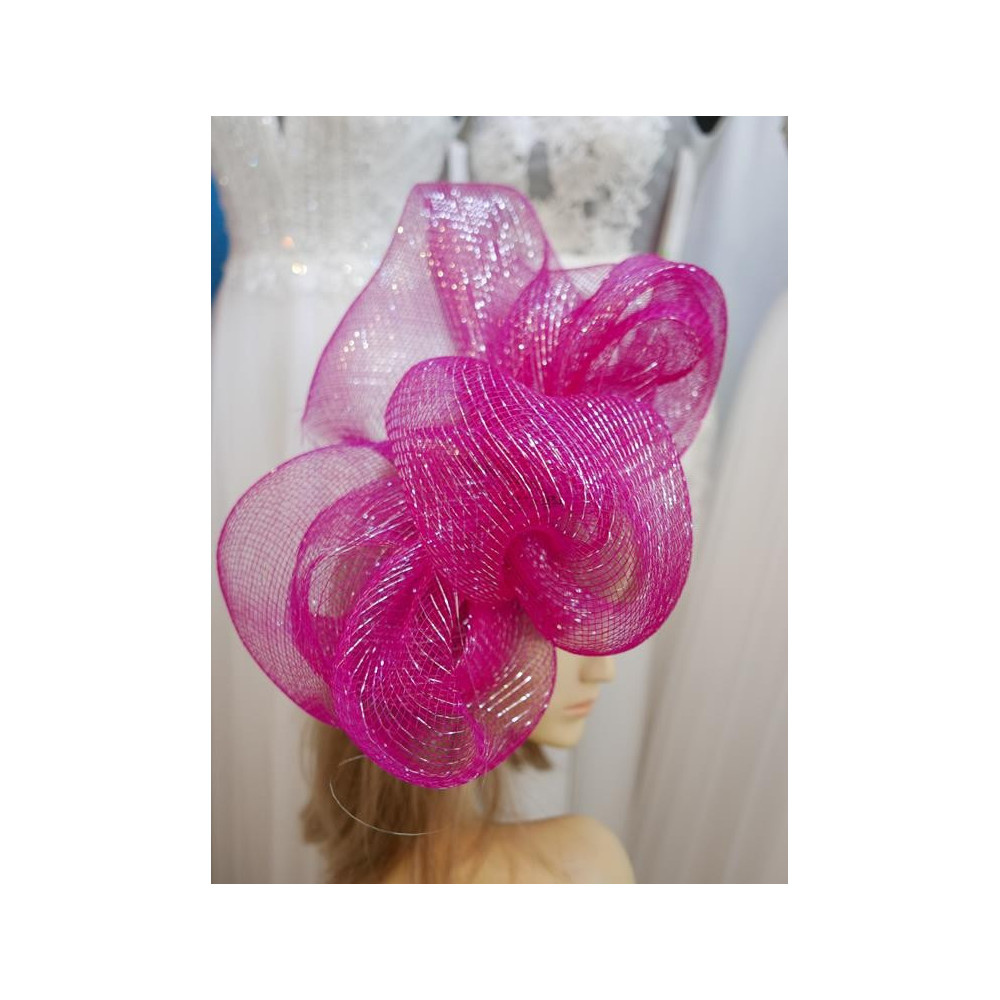 Fuksja srebro efektowny fascynator