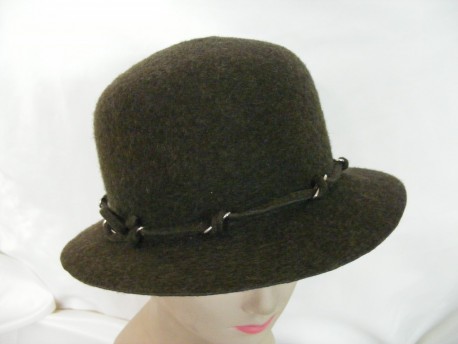 Łobuziara oliwkowo zielony kapelusz filcowy  53-55 cm