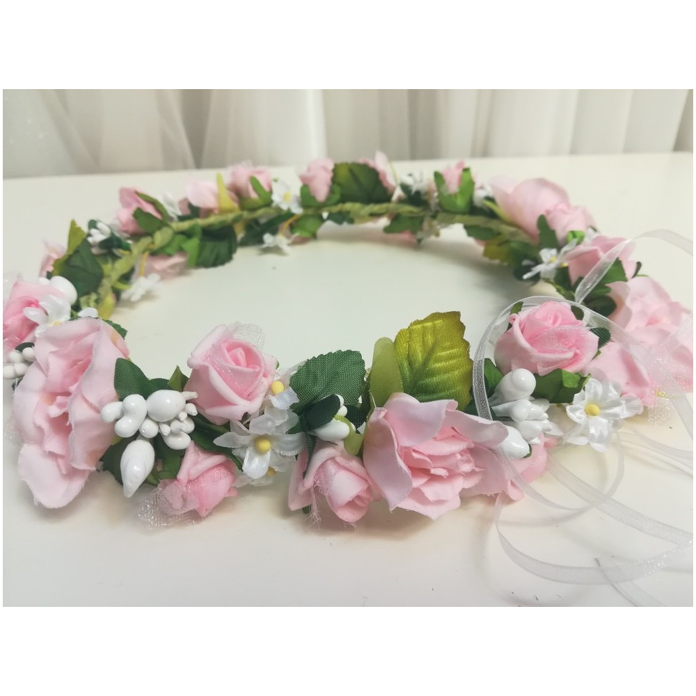 Biało różowy wianek do modelowania- plastyczny