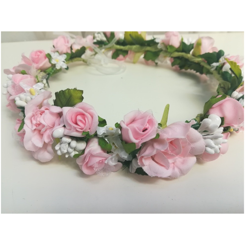 Biało różowy wianek do modelowania- plastyczny