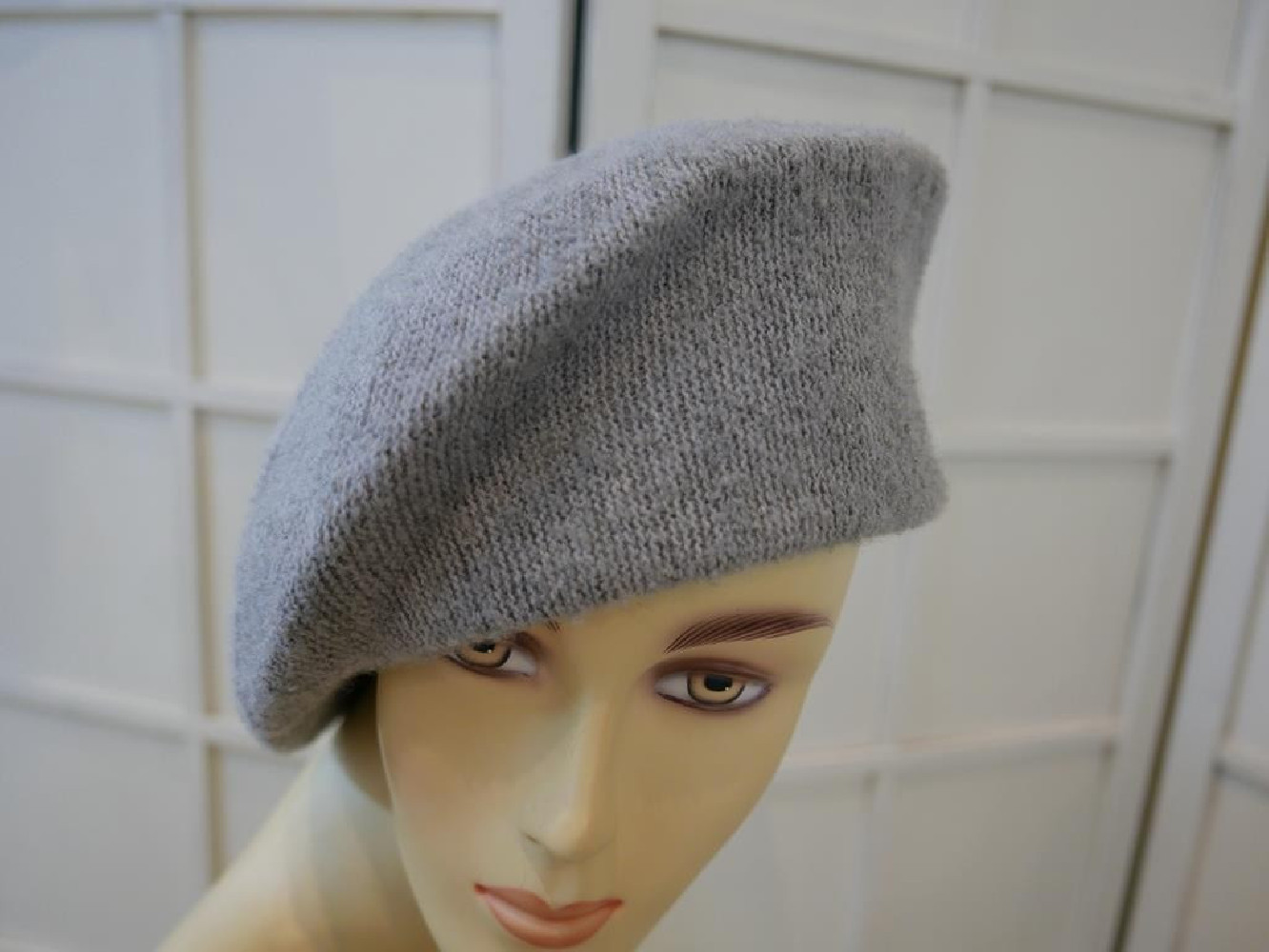 Szary toczek, beret kaszkiet 3 w1 modelowany 56-57 cm