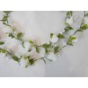 Biało - zielony wianek girlanda, wężyk z kwiatów jak żywe80 cm
