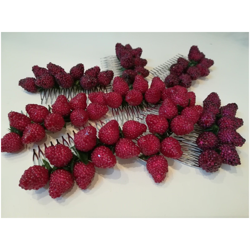 Dojrzałe maliny stroik na grzebyku Pin Up