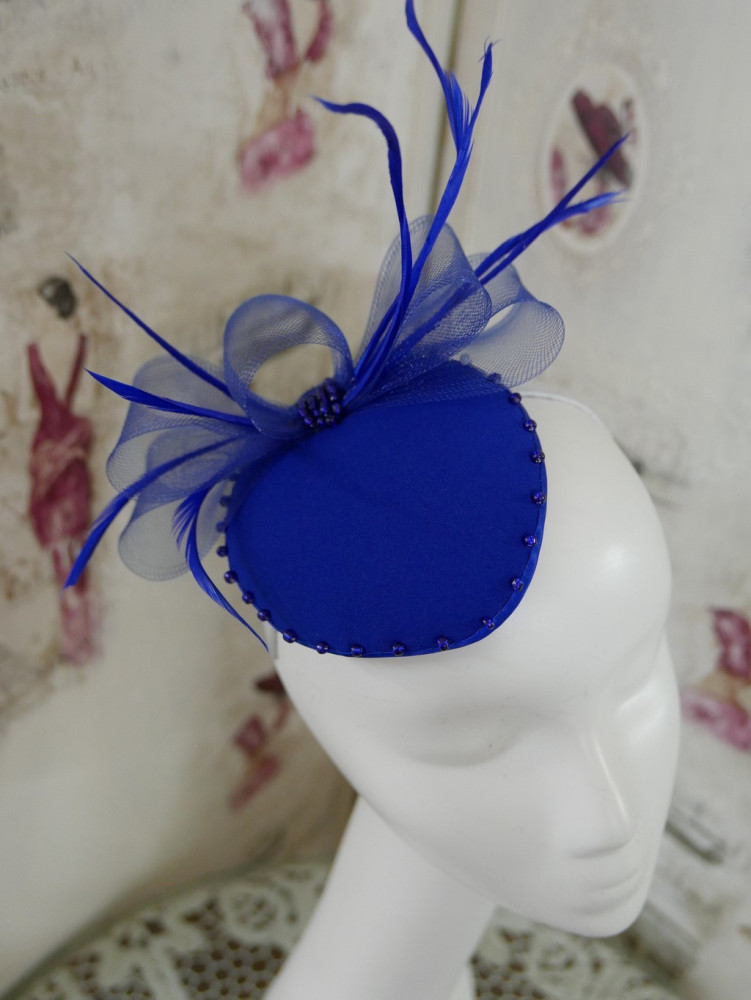 Szafirowy, mini toczek fascynator