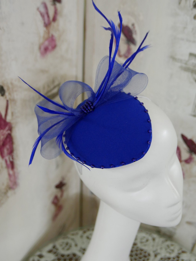 Szafirowy, mini toczek fascynator