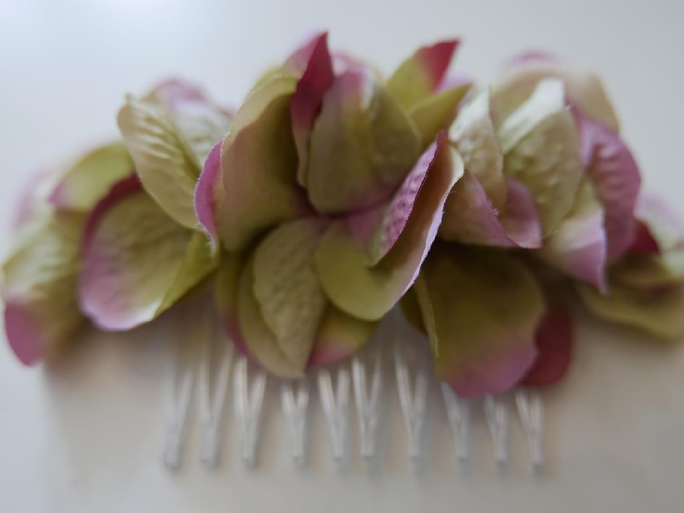 Zielone hortensje stroik na grzebyku