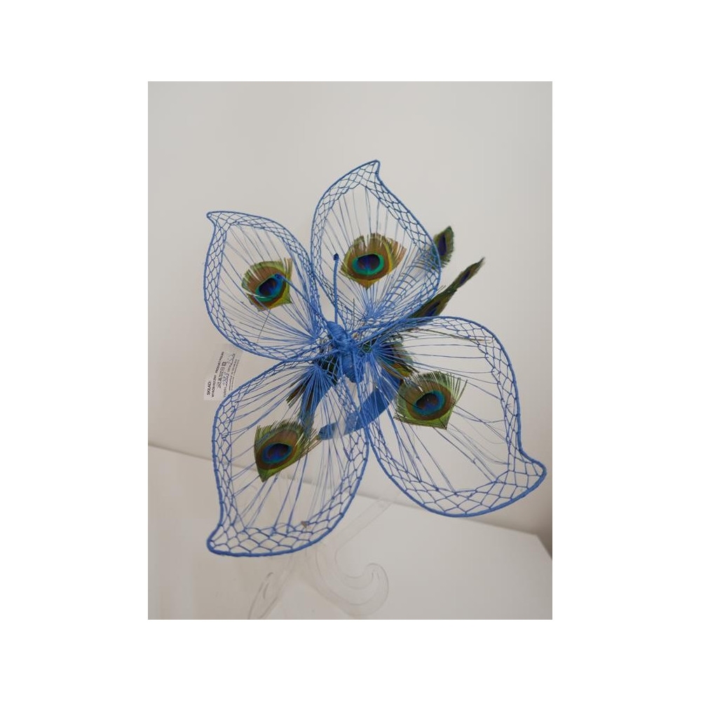 Motyl niebieski z piórami pawia Ascot Derby Hat