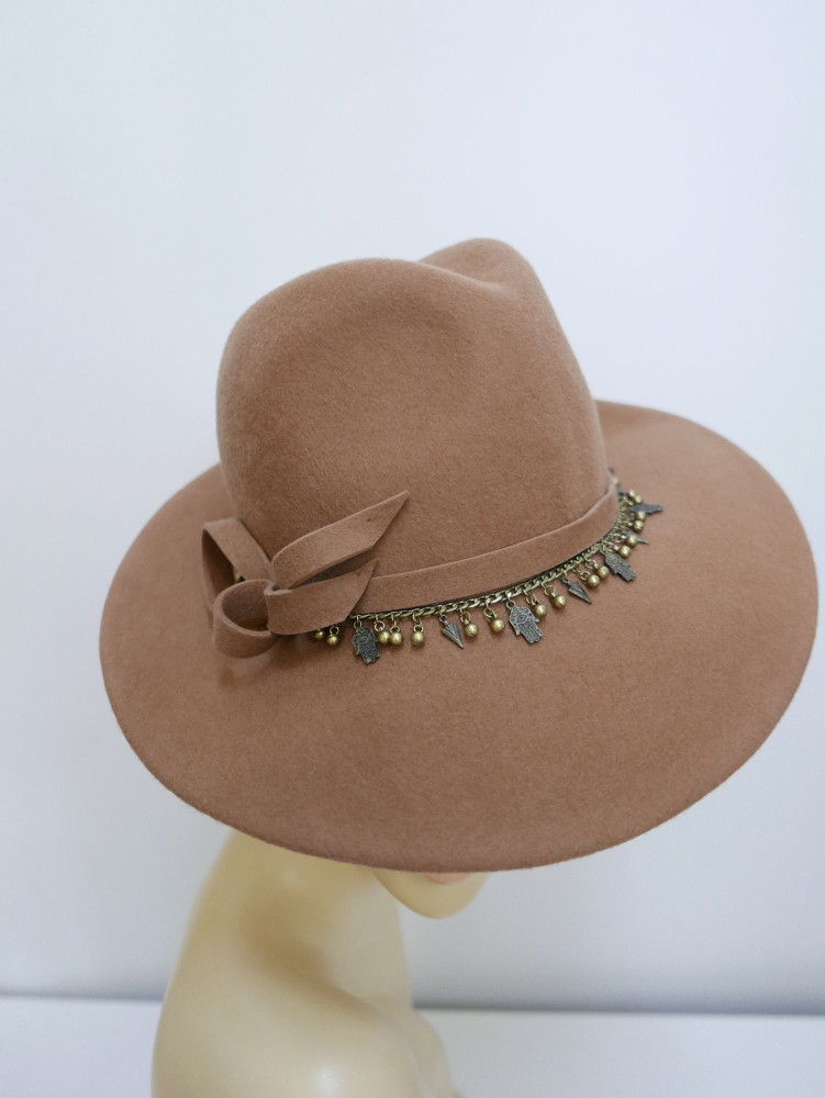 Borys ciemno beżowy kapelusz filcowy model fedora | Zuwika Design