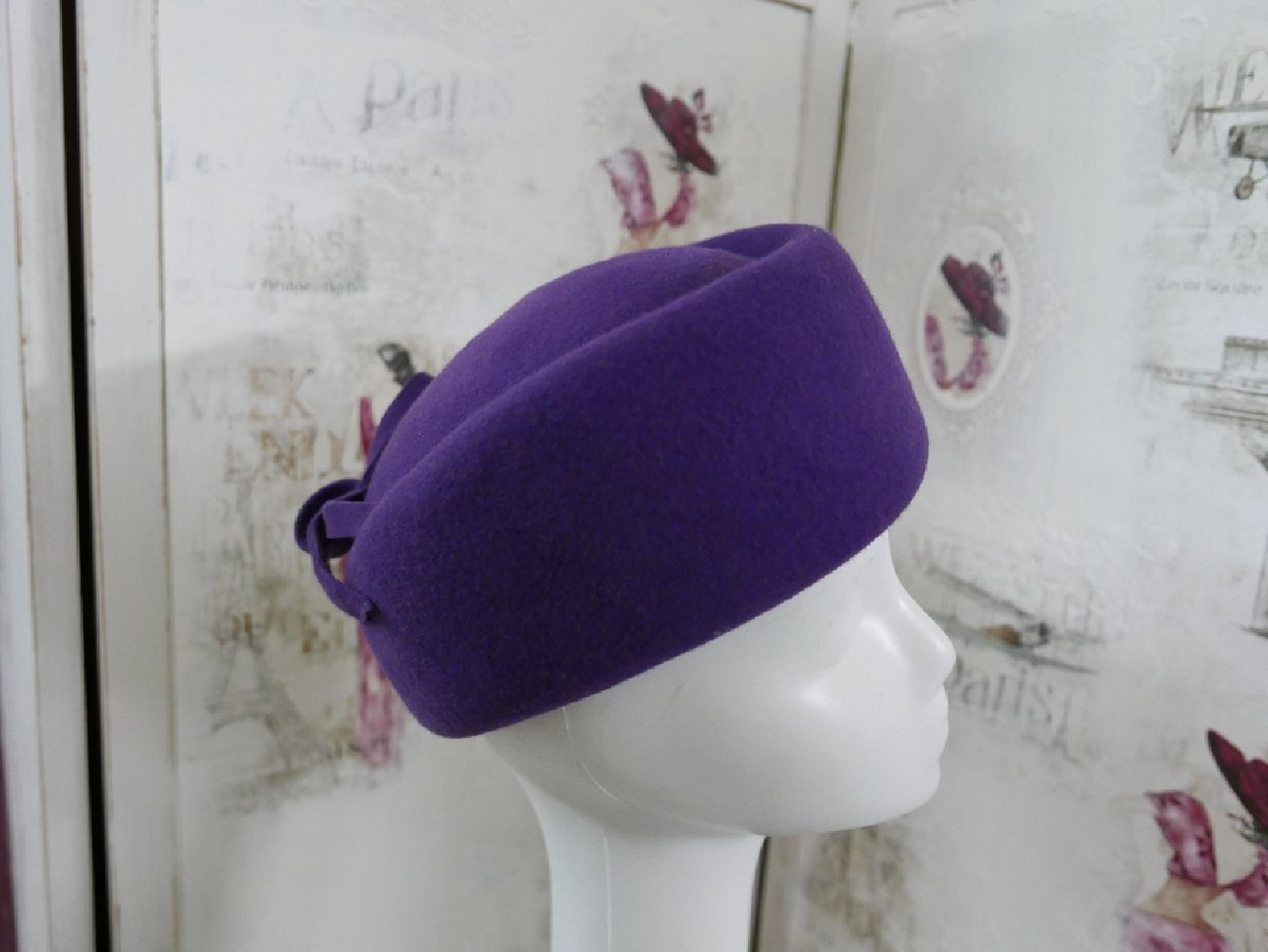 Olga fioletowy filcowy toczek 53 -56 cm