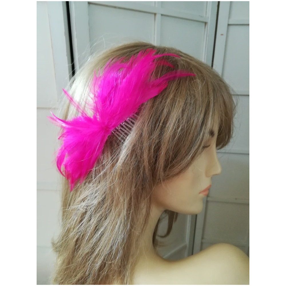 Rózowe piórka na grzebieniu 20 cm