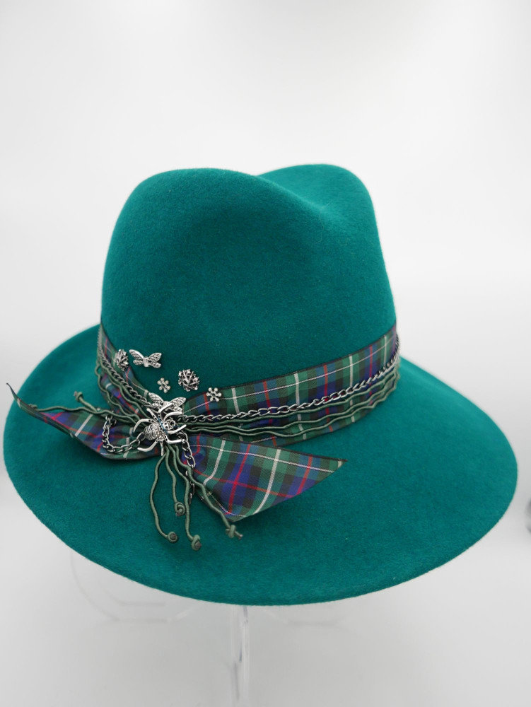 Robert szmaragdowy kapelusz filcowy model fedora | Zuwika Design