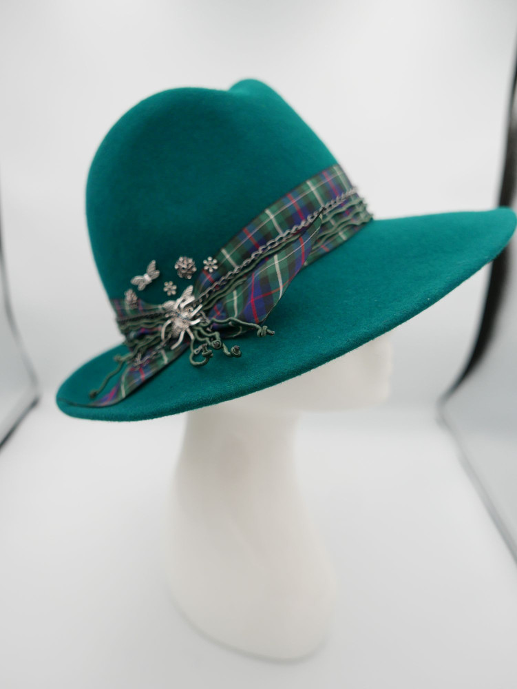 Robert szmaragdowy kapelusz filcowy model fedora | Zuwika Design