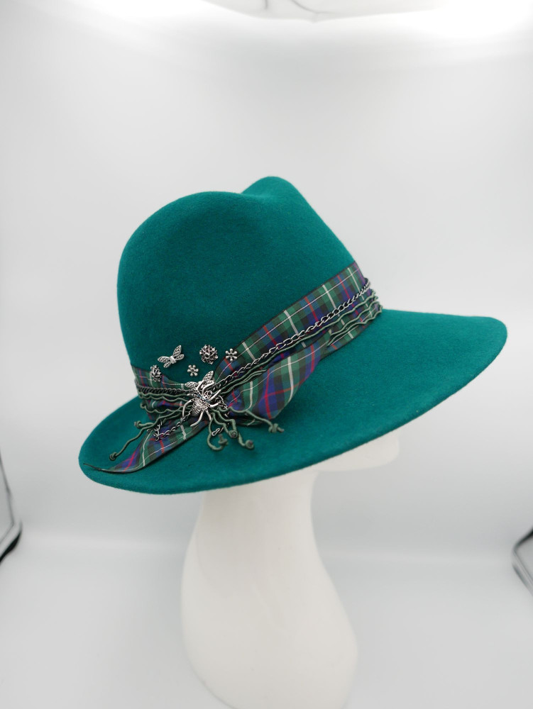 Robert szmaragdowy kapelusz filcowy model fedora | Zuwika Design
