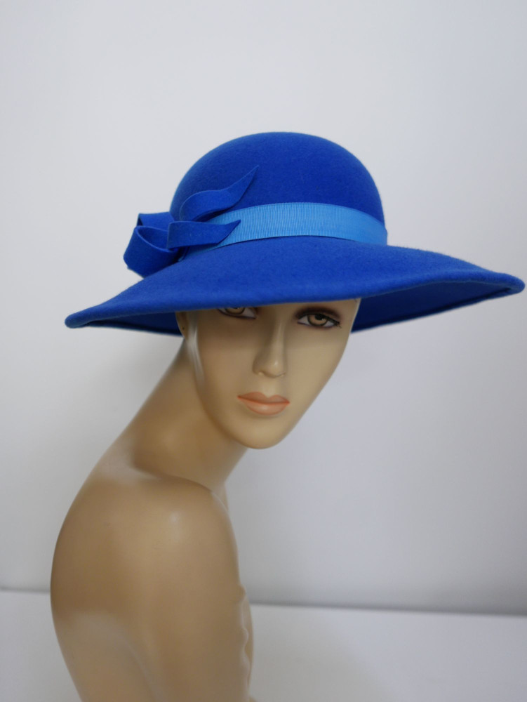 Roksana niebieski kapelusz z dużym rondem 54-57 cm | Zuwika Design