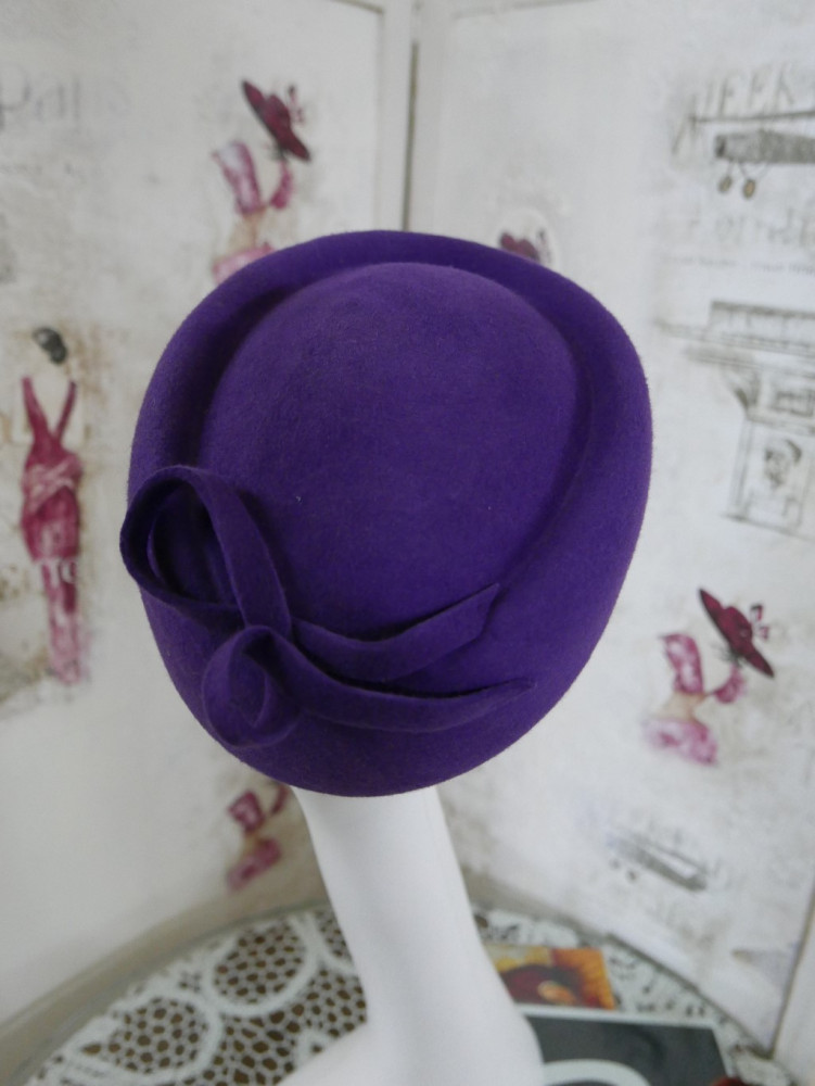 Olga fioletowy filcowy toczek 53 -56 cm