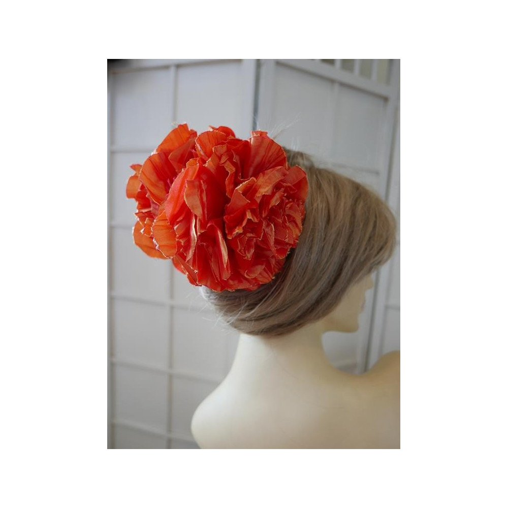 Pomarańczowe kwiaty spinka klamra do włosów