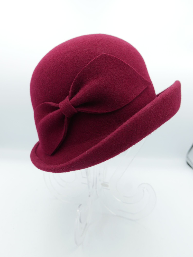 Pola Negri bordowy kapelusz filcowy w stylu retro 54-57 cm | Zuwika Design