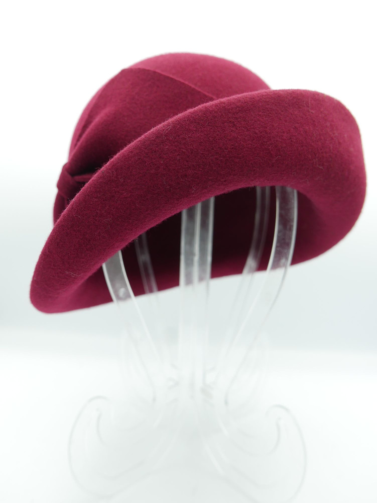 Pola Negri bordowy kapelusz filcowy w stylu retro 54-57 cm | Zuwika Design