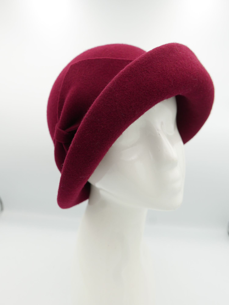 Pola Negri bordowy kapelusz filcowy w stylu retro 54-57 cm | Zuwika Design