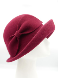 Pola Negri bordowy kapelusz filcowy w stylu retro 54-57 cm | Zuwika Design