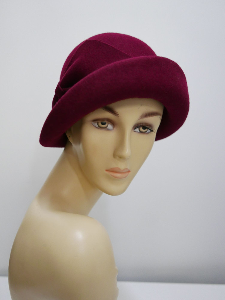 Pola Negri bordowy kapelusz filcowy w stylu retro 54-57 cm | Zuwika Design
