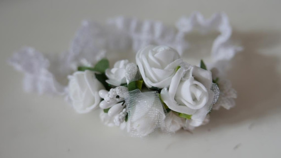 Biała opaska chrzest niemowlęca elastyczna