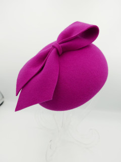 Walentyna, fuksja mini beret filcowy z kokardą | Zuwika Design