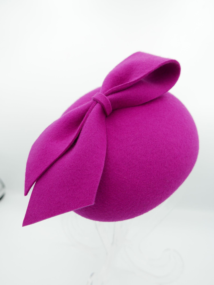 Walentyna, fuksja mini beret filcowy z kokardą | Zuwika Design