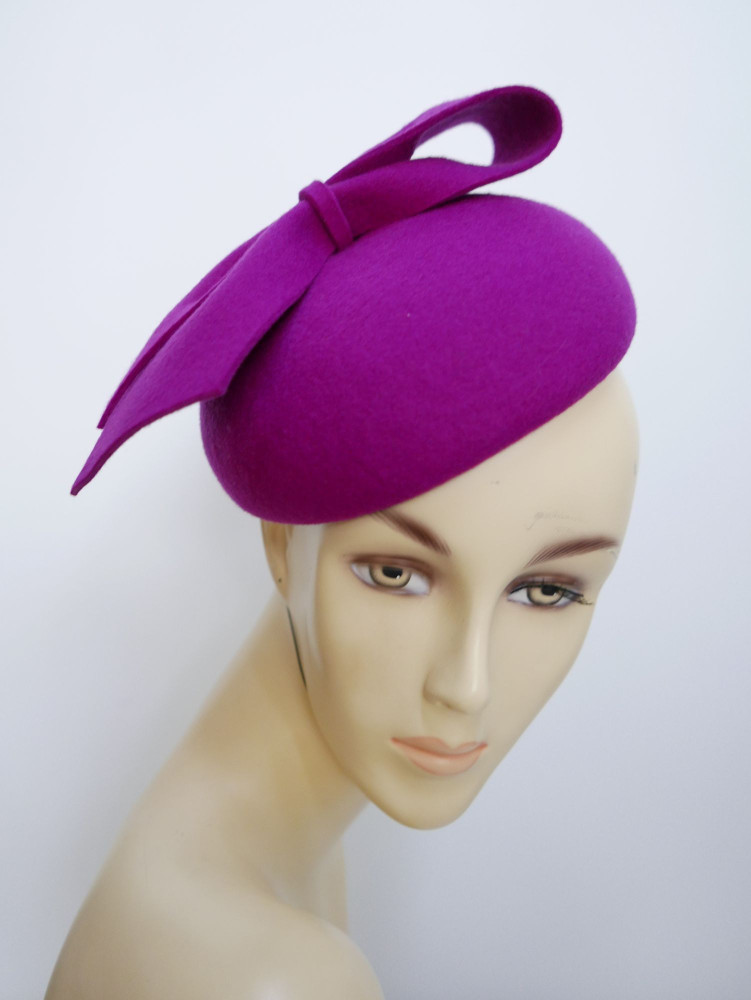 Walentyna, fuksja mini beret filcowy z kokardą | Zuwika Design