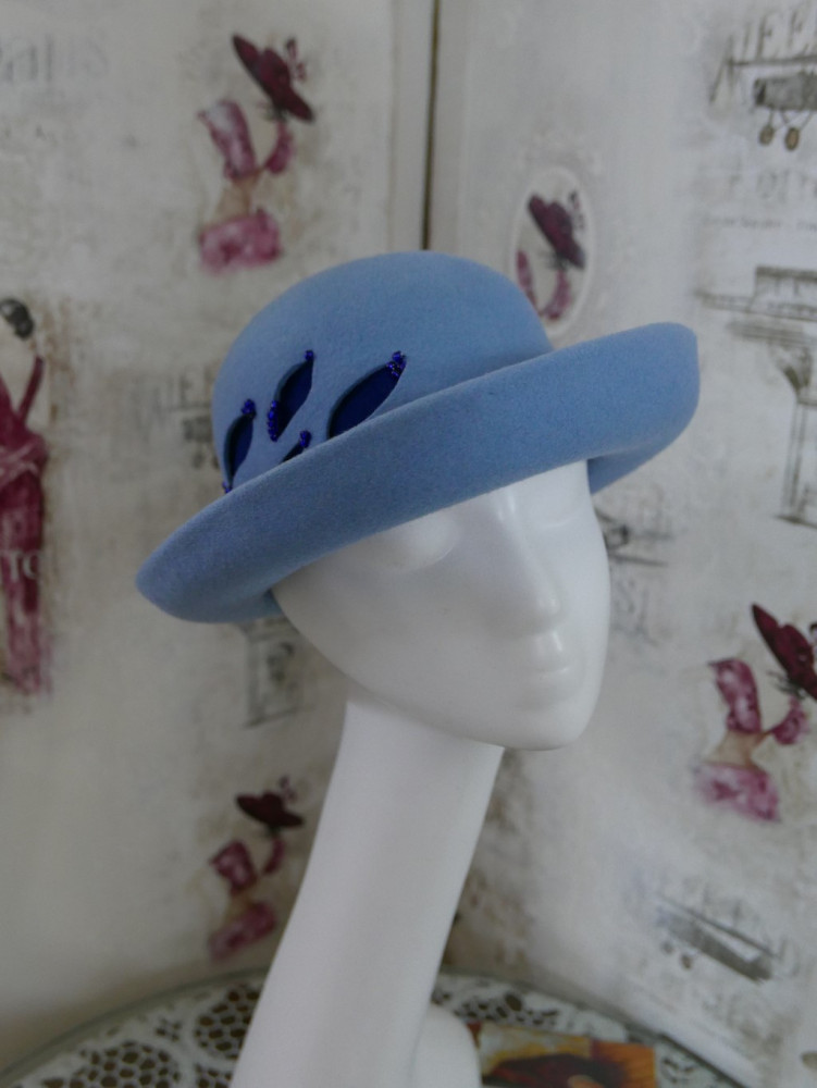 Lena niebieski kapelusz filcowy 53-56 cm