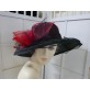 Peonia  czarno czerwony z organzy letni kapelusz wizytowy 55-58 cm