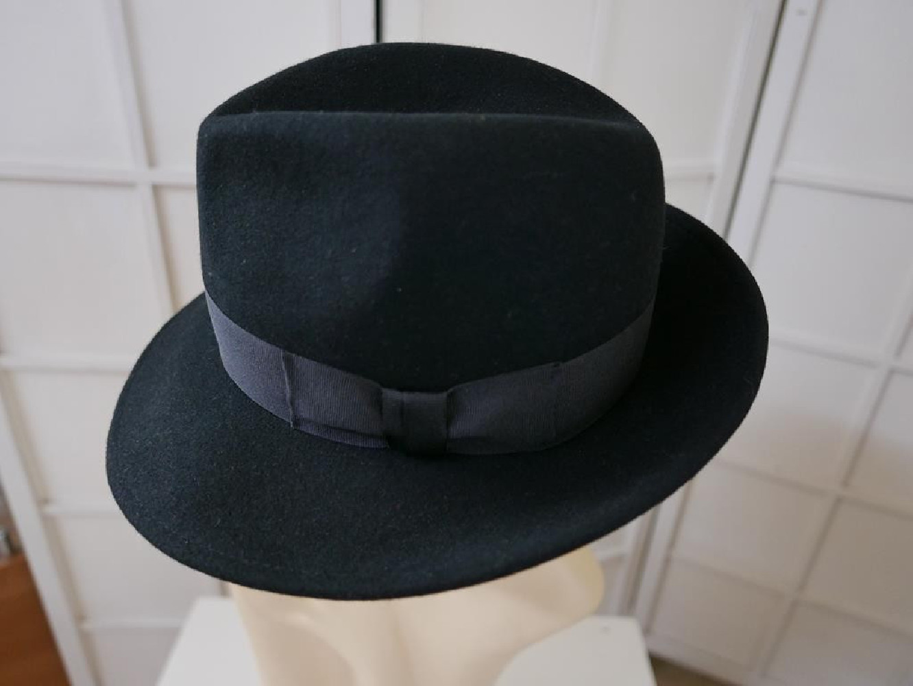 Męski czarny kapelusz filcowy  fedora 55 cm