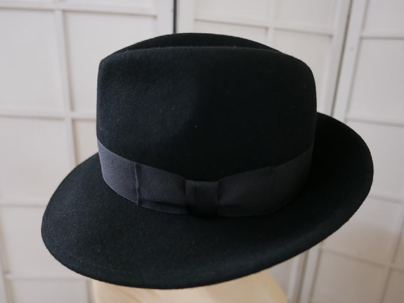 Męski czarny kapelusz filcowy  fedora 55 cm