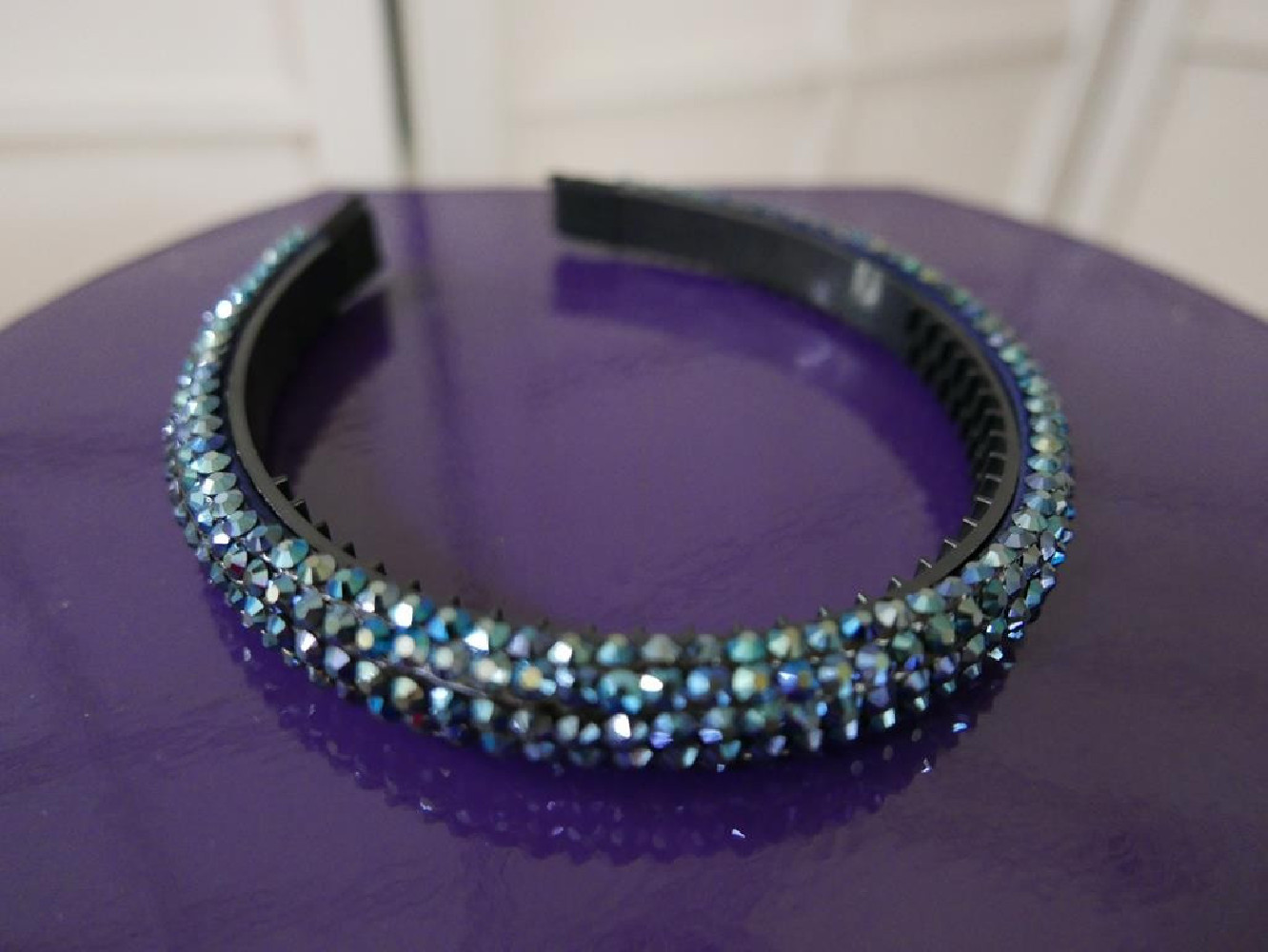 Granatowe kryształki przepaska szer. 1,5 cm