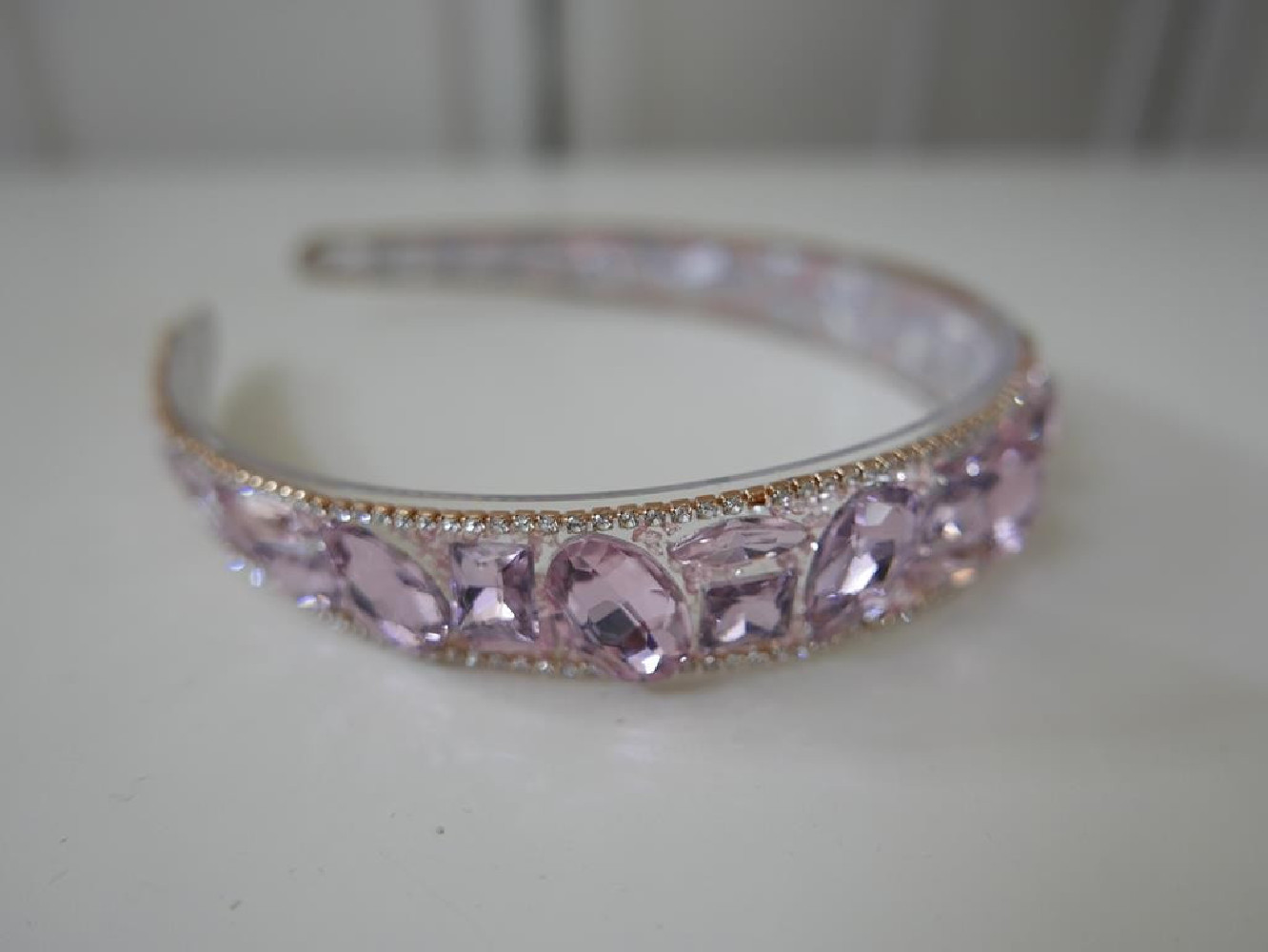 Różowe kryształki przepaska szer. 2,5 cm