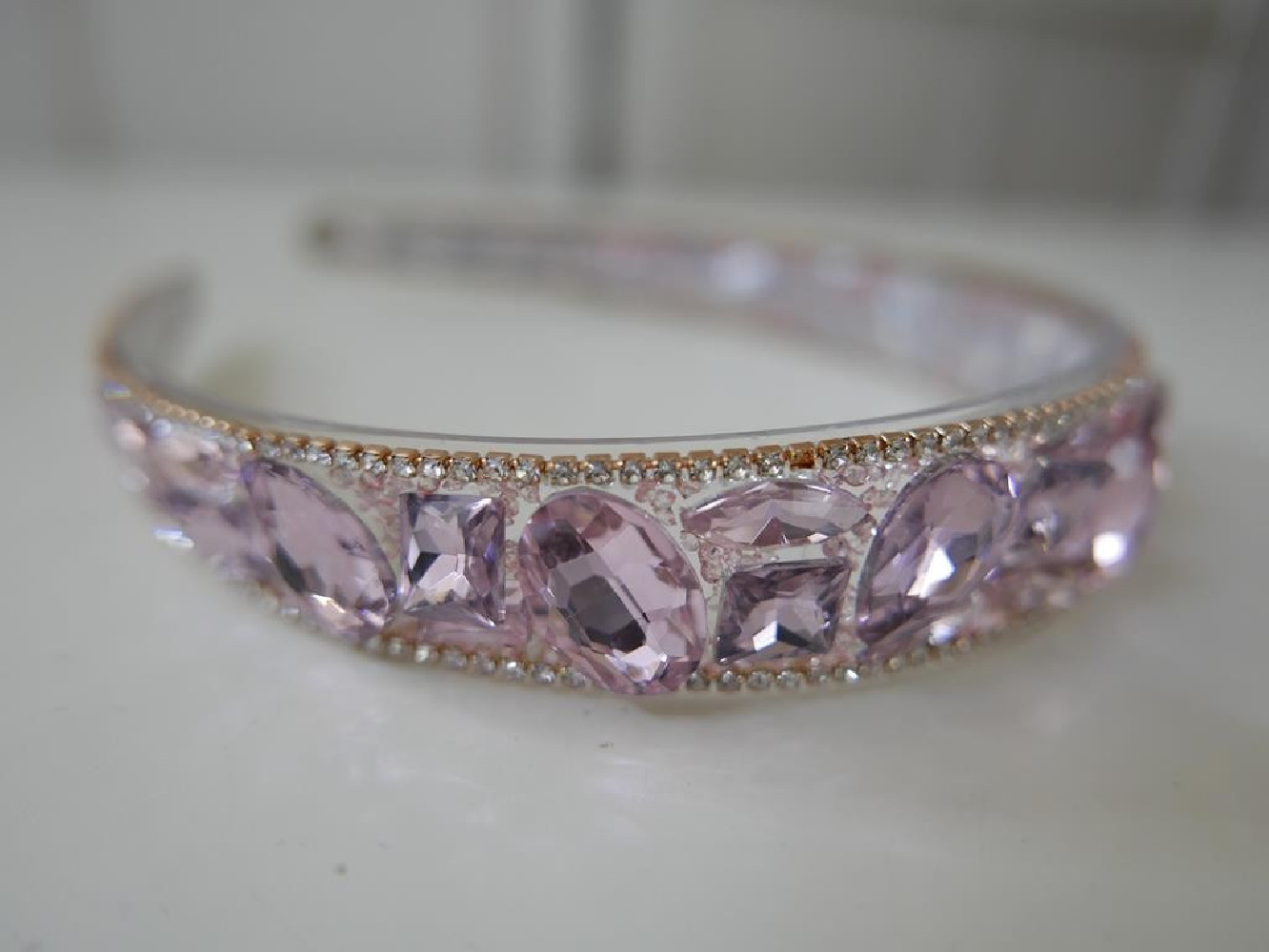 Różowe kryształki przepaska szer. 2,5 cm